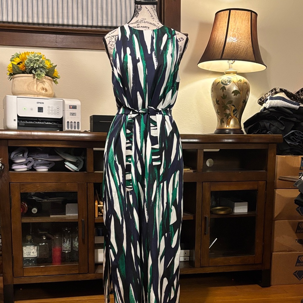 Anne Klein Green and Black Maxi Dress